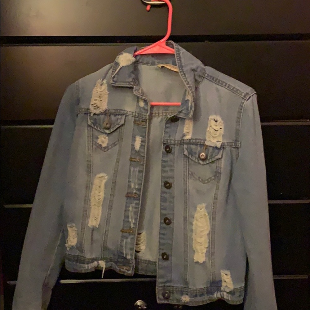 distressed jean jacket